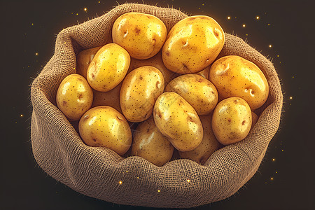 土豆丰收麻袋中的健康土豆插画