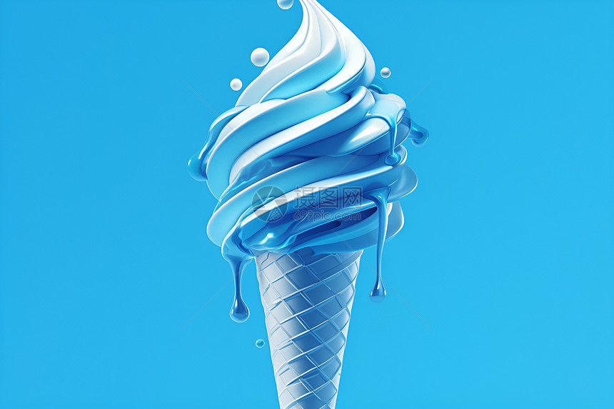 蓝色的冰淇淋插画图片