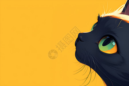 黑色背景黑色猫咪的插画插画