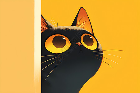 黄色背景上的猫咪高清图片
