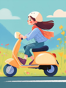 女孩骑着电动车高清图片