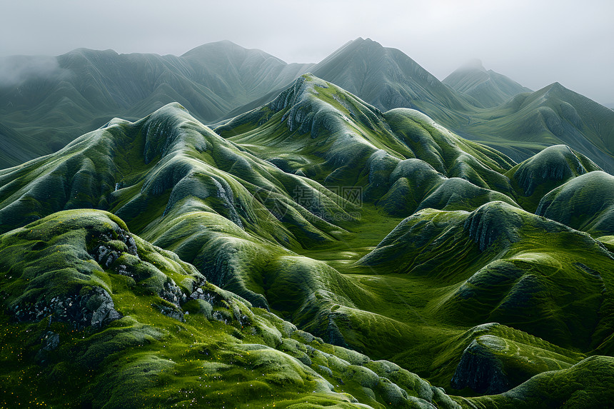 奇幻的绿色山脉图片
