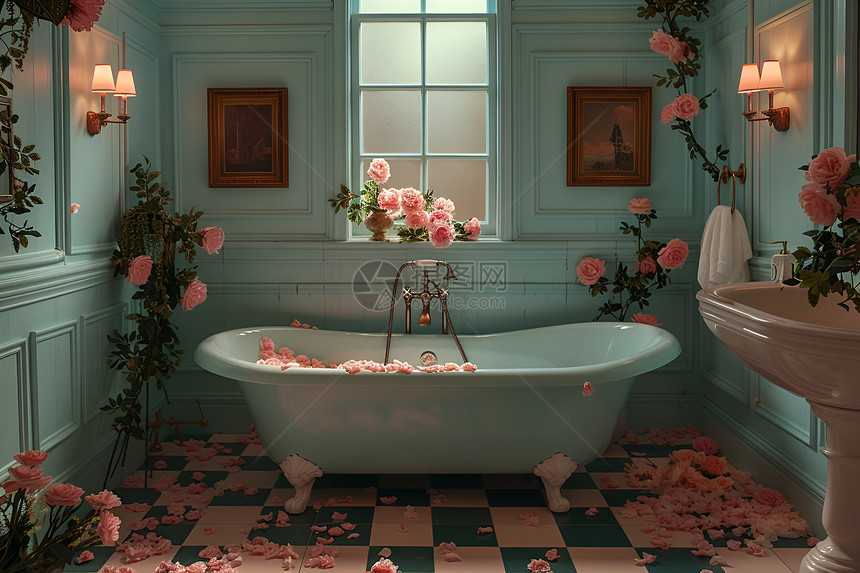 花香浴室图片