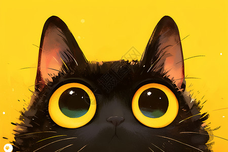 肯尼亚动物大迁徙大眼睛的黑猫插画