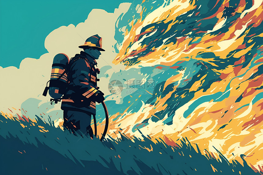 灭火的消防员图片