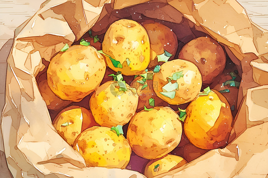 一堆土豆的插画图片