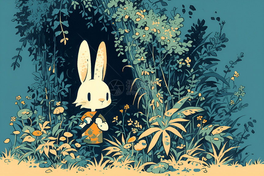 森林中的兔子图片