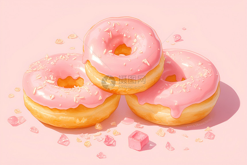 粉色甜甜圈图片