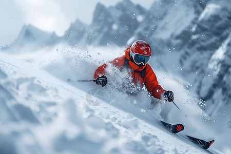 冬天雪天遛狗飘逸的滑雪者背景