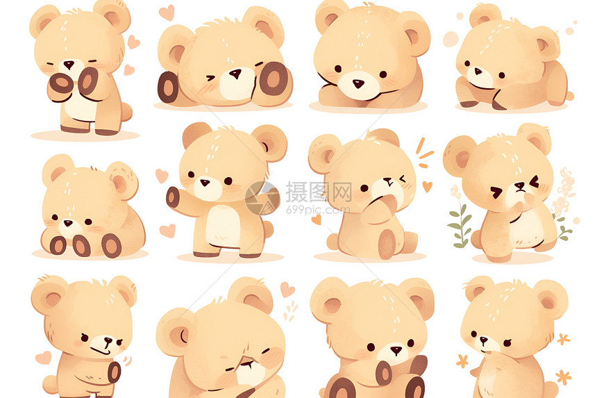 可爱泰迪熊系列插画图片