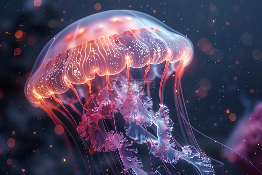 深海中的水母图片