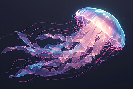 生物萃取海洋中漂浮的粉色水母插画