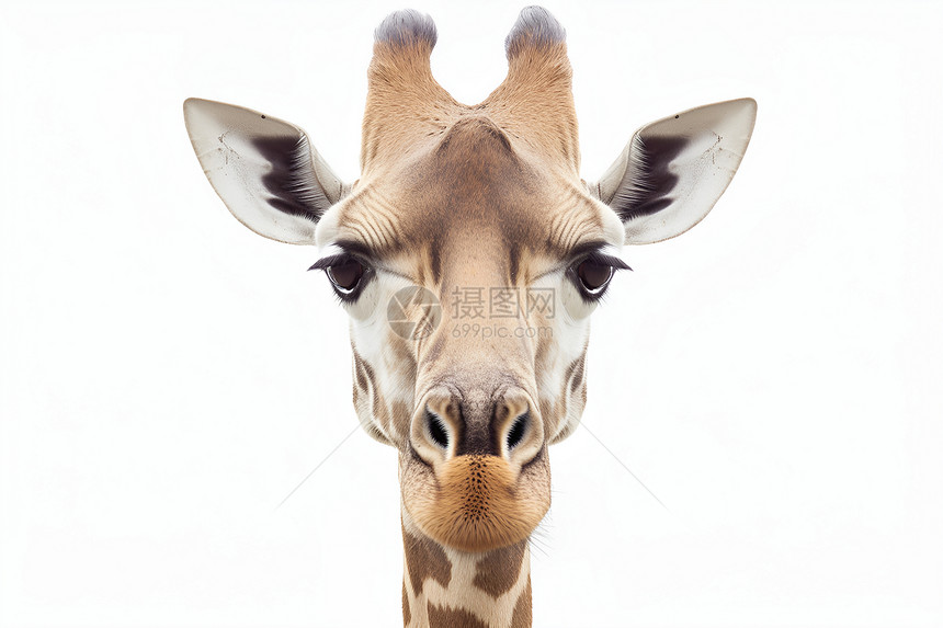 白色背景上的长颈鹿图片