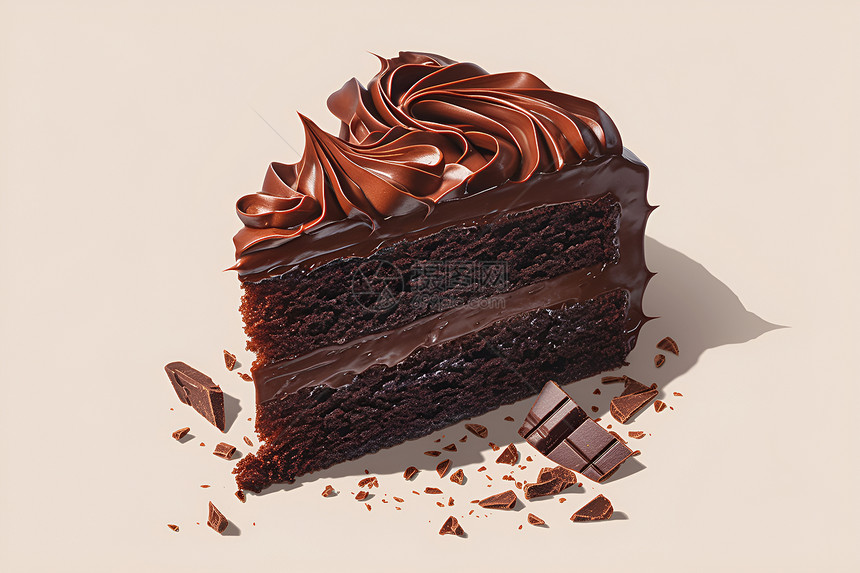 巧克力蛋糕的精细描绘图片
