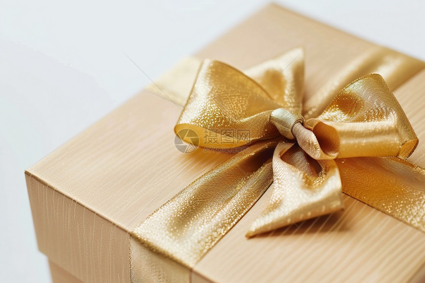 金色蝴蝶结礼盒图片