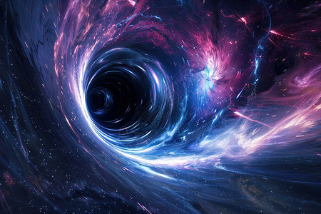 螺旋滑梯太空中绚丽的黑洞插画