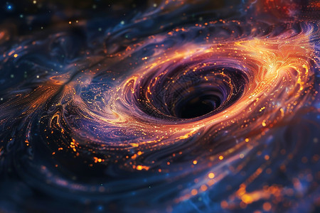 蓝紫色黑洞银河中心的黑洞插画