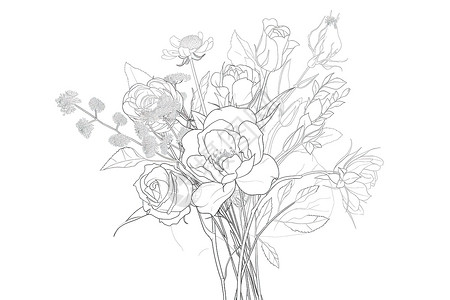 花朵的简单素描高清图片