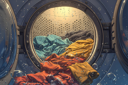 衣服脏了洗衣机里的脏衣服插画