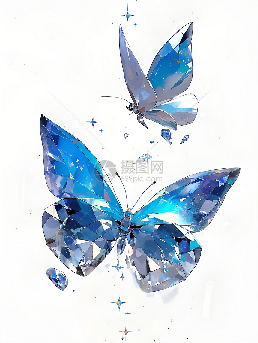 水晶蝴蝶飞舞图片