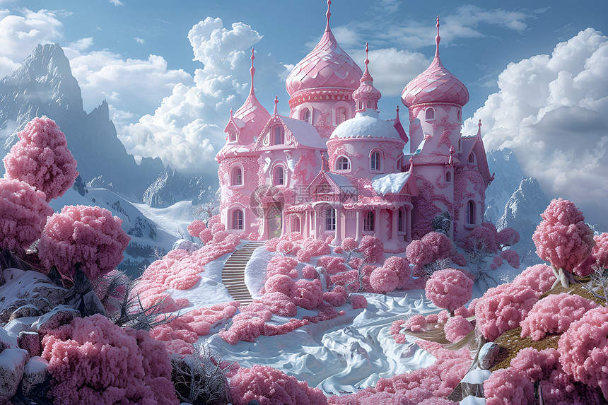 粉色城堡奇幻世界图片