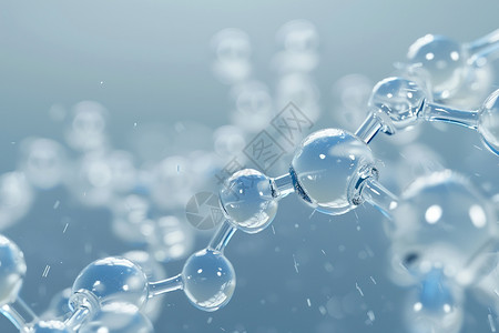 蓝色科技邀请函漂浮的分子结构插画