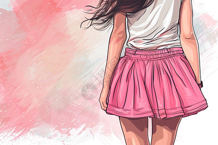 少女美丽的粉色裙子背景图片