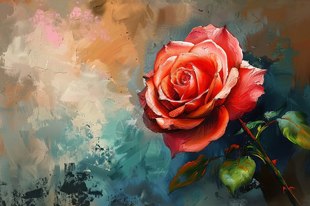 绘制的玫瑰油画高清图片