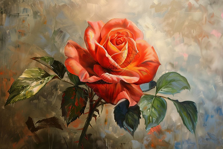 精细绘制的玫瑰油画高清图片