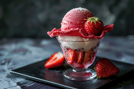 草莓冰淇淋甜品背景图片