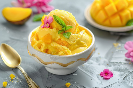 芒果冰淇淋背景图片