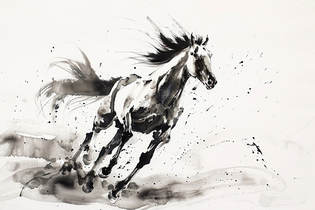 水墨艺术中的马匹高清图片