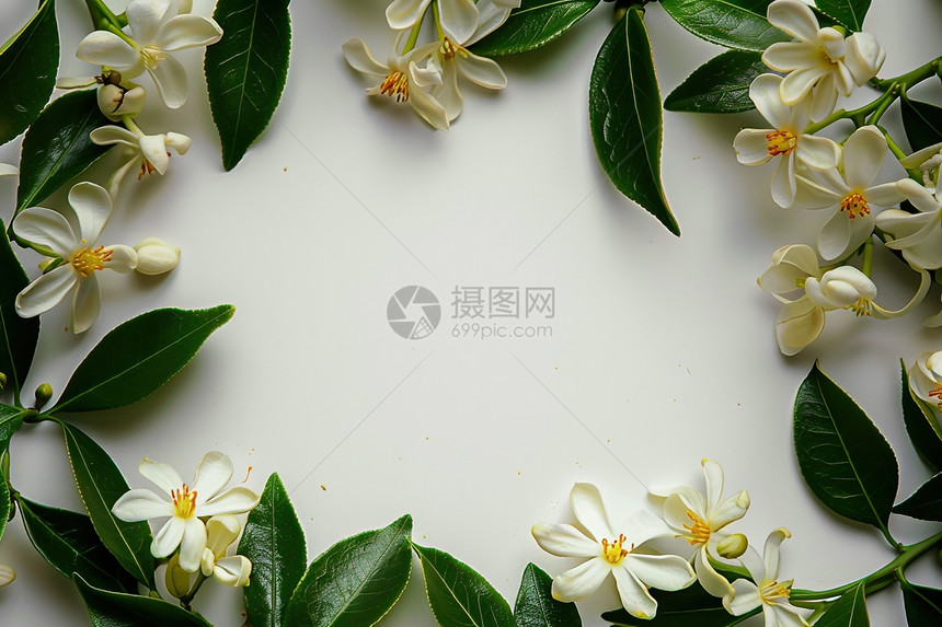 绿叶和花朵背景图片