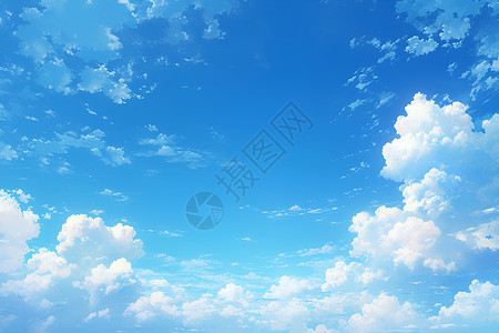东方蓝天梦幻蓬松的云朵插画