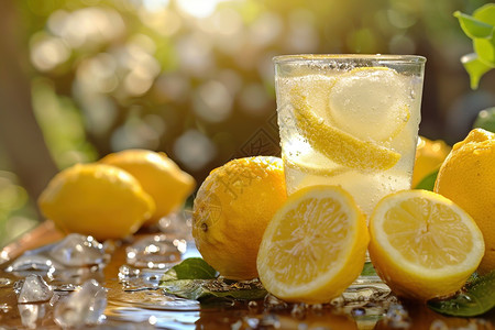柠檬冰饮水果柠檬水高清图片