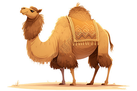 戈壁骆驼戈壁沙漠上的骆驼插画