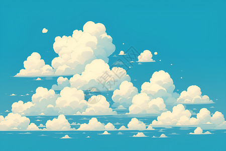 蓝天白云插画背景图片