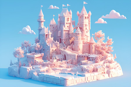 粉色土制城堡高清图片