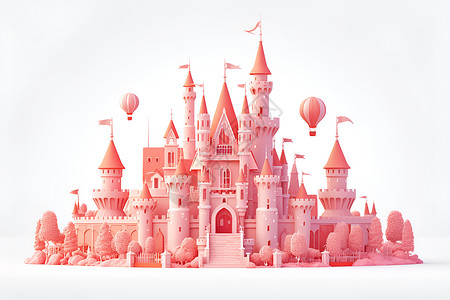 粉色粘土完美呈现的城堡高清图片