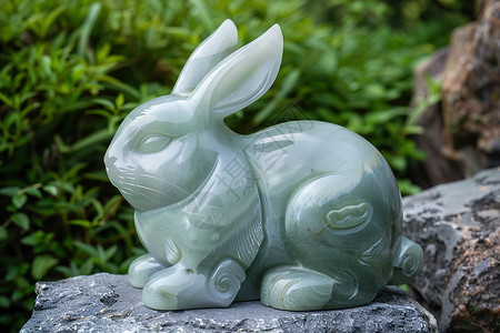 兔子捣药精美的兔子雕像背景