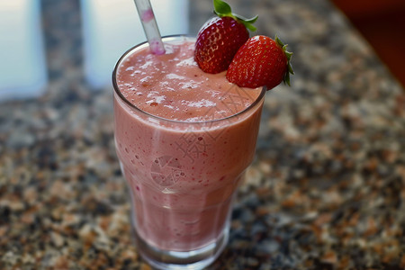 美味的草莓汁高清图片