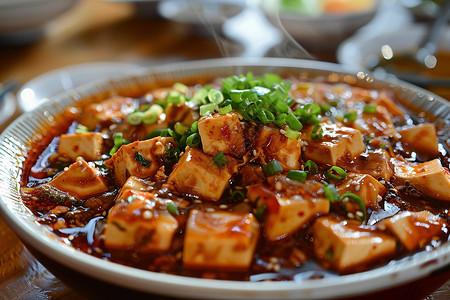 鸡汁豆腐美味的麻婆豆腐背景