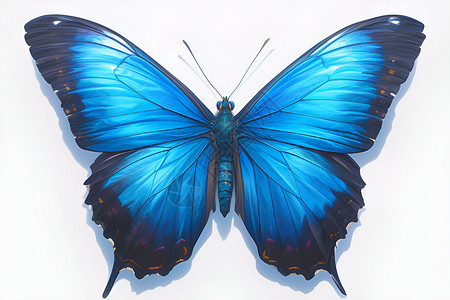 服务细节美丽的蓝色蝴蝶插画