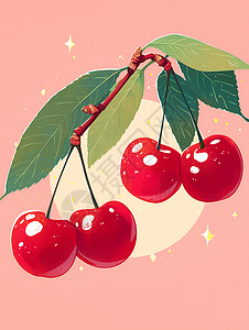 可口舒芙蕾卡通的水果樱桃插画