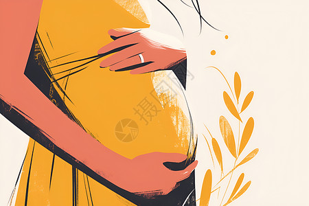 怀孕母亲绘画的孕妇插画插画