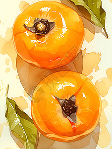 成熟的水果柿子插画