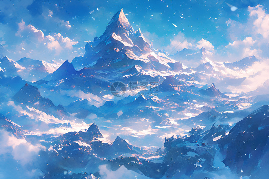 梦幻的雪山山脉图片