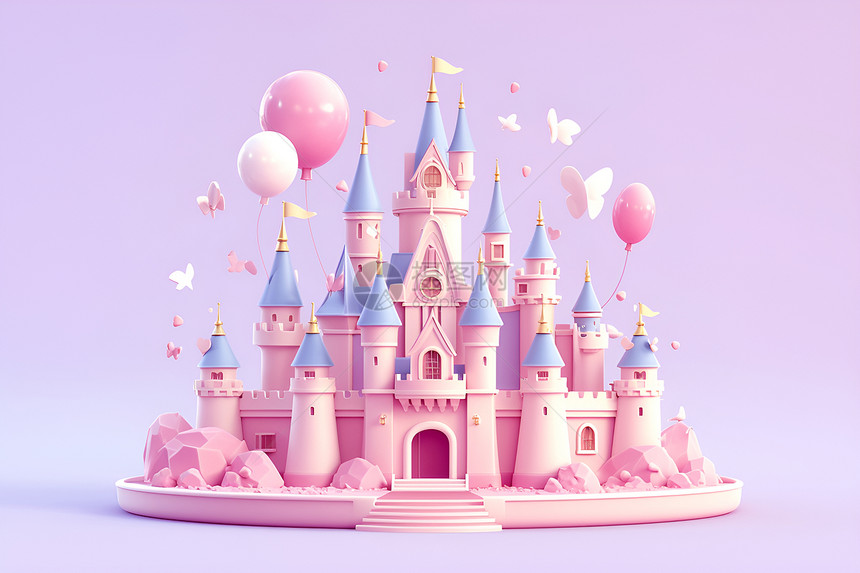 甜蜜粉色泥土城堡图片