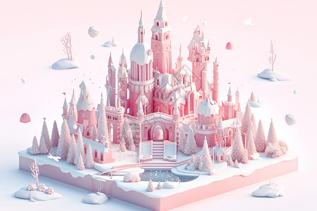 粉色城堡的童真背景图片