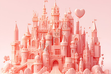 粉色泥土城堡的奇幻特色背景图片